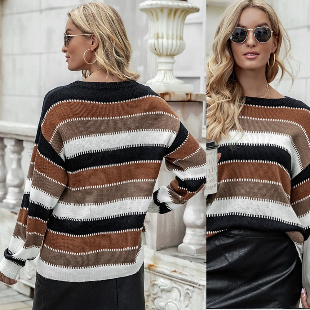 Striped Long Sleeve Sweater Top - Picture 5 of 5